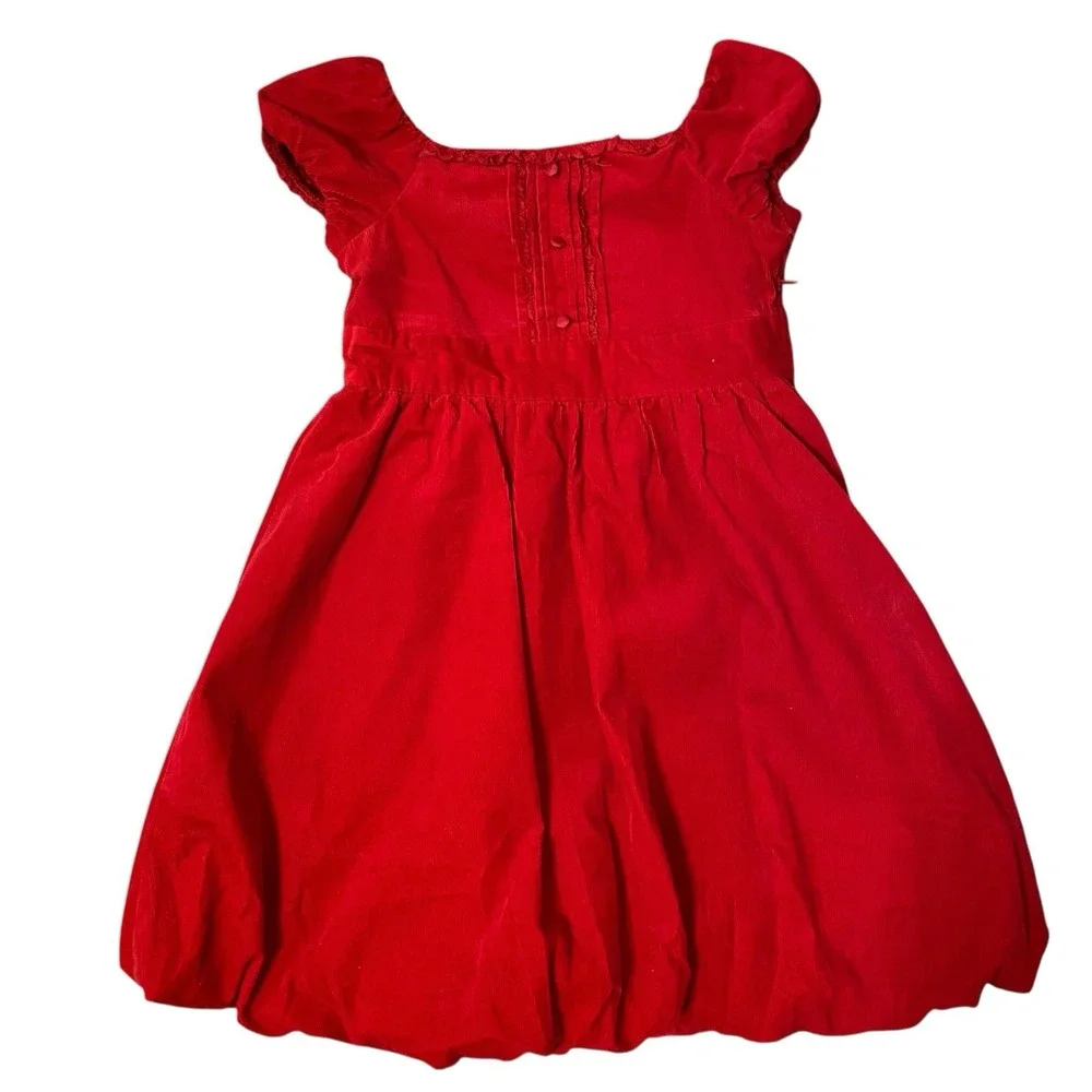 Ralph Lauren Dress Girls 5 Velvet Red Puff Sleeve Bubble Hem Holiday Party